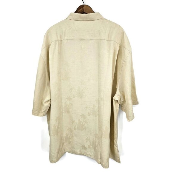 New Guy Buffet Silk Hawaiian Shirt Mens XXL Solid Tropical Ecru  Button Front - Picture 2 of 6